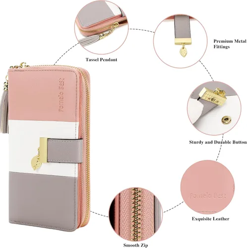 Miniatura 4 de Carteras RFID para mujer con múltiples ranuras para tarjetas y compartimento para teléfono celular, cartera para mujer