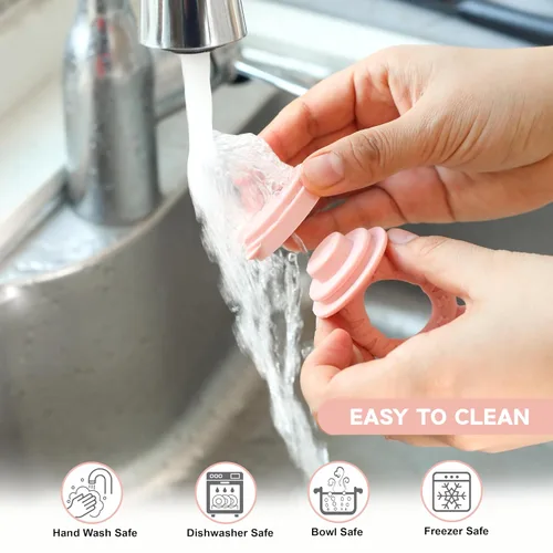 Miniatura 5 de Juego de alimentador de frutas para bebés, alimentador de alimentos frescos de silicona sin BPA con 3 tetinas de repuesto, alimentador de dentición