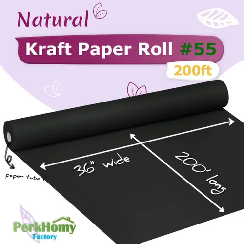 Miniatura 2 de PerkHomy - Rollo de papel kraft negro de 36 x 2.400 pulgadas (200 pies) para tablón de anuncios, papel artístico, cubierta de mesa, manualidades