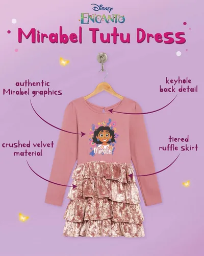 Miniatura 2 de Disney Vestido Encanto para niñas Vestido Mirabel Encanto para niñas Vestido tutú de princesa para niños pequeños (tamaños 2T-6X)