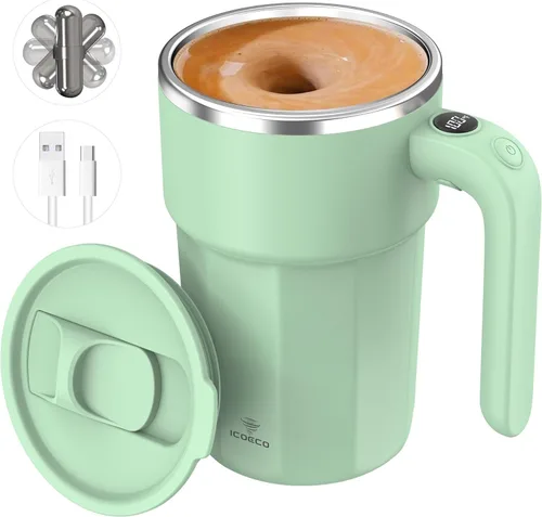 Miniatura 9 de Taza mezcladora eléctrica de 12 onzas, recargable, regalo para los amantes del café y uso en la oficina (negro)