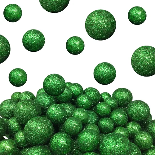 Bolas de espuma para manualidades, color verde con purpurina, alrededor de 1250 bolas decorativas de relleno de jarrón con purpurina, decoración de