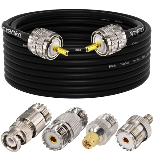 Miniatura 22 de Cable de puente PL259 de 1 pie - Cable coaxial RG58 de 15 pulgadas corto 50 ohmios coaxial para medidor SWR radio de radioaficionado radio CB