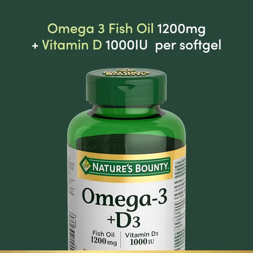 Miniatura 7 de Nature's Bounty Aceite de pescado Omega-3 + D3 1200 mg / Vitamina D3 1000IU 90 cápsulas blandas