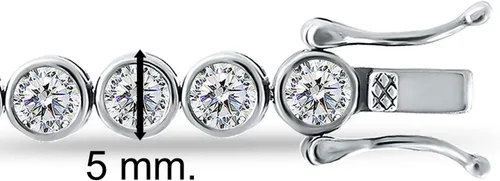 Miniatura 3 de Pulsera de tenis de plata de ley 925 con circonita cúbica de 0.157 in de corte redondo en bisel de 7.5 in
