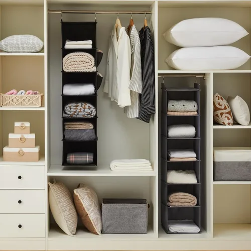Miniatura 2 de YOUDENOVA - Organizador colgante para clóset con 6 estantes de almacenamiento, paquete de 2, negro