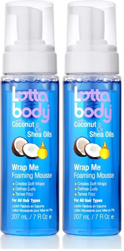 Miniatura 16 de Lottabody Mousse en espuma con aceite de coco y manteca de karité Wrap Me, crea envoltorios suaves, mousse para cabello rizado, define rizos