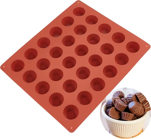 Miniatura 5 de JOERSH Molde de silicona para taza de mantequilla de maní de 30 cavidades, tamaño de mordida para bombas de grasa Keto, chocolate oscuro