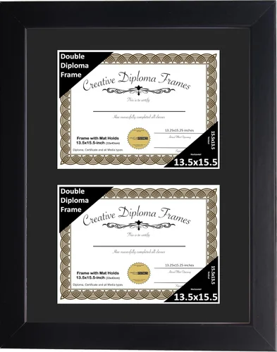 Miniatura 76 de Creative Picture Frames Marco de diploma doble clásico negro de 6 x 8 pulgadas con vidrio negro y colgador de pared instalado