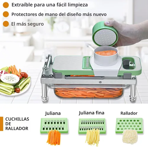 Miniatura 4 de Cortador de verduras, picador de verduras con 8 cuchillas, cortador de cebolla con recipiente, picador de alimentos todo en uno profesional