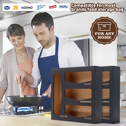 Miniatura 2 de Ziplock - Organizador de almacenamiento para cajón de cocina, adecuado para galones, cuarto de galón, sándwich y aperitivos, bolsa de varios
