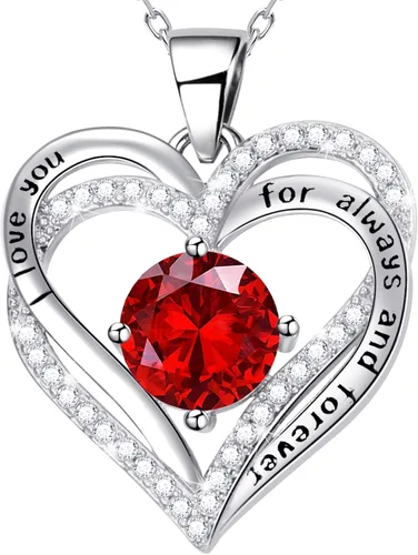 Collares de corazón para mujer como regalo de Navidad para ella, collares rojos con texto en inglés "I Love You" como regalo de cumpleaños