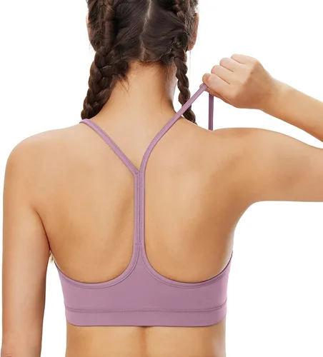 Sujetadores deportivos acolchados para mujer, brasier deportivo sexy de línea larga entrecruzada, brasier deportivo de soporte medio con tirantes