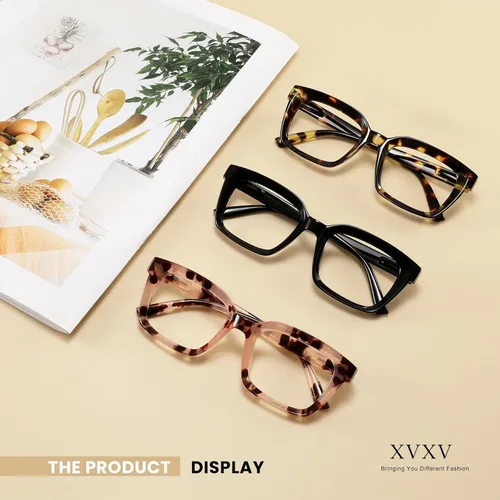 Miniatura 7 de XVXV Reading Glasses for Women Men - Blue Light Blocking Readers Oversize Square Anti Glare with Spring Hinge Mix1