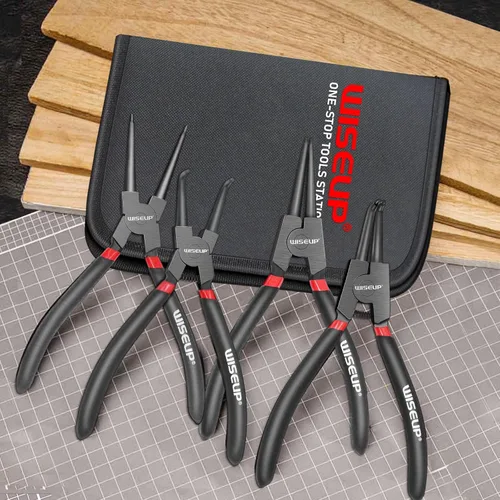 Miniatura 6 de WISEUP Juego de alicates de anillo a presión, 4 piezas de 7 pulgadas, kit de alicates de circlip interno/externo de 7 pulgadas, puntas de mandíbula