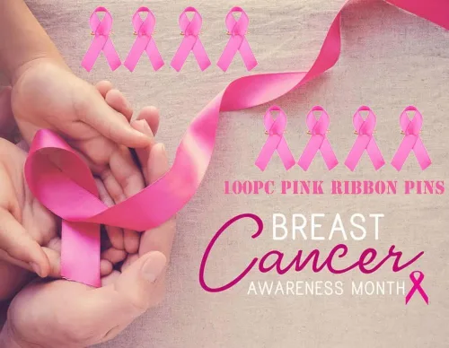 Miniatura 3 de 100 pines de cinta rosa para concientización sobre el cáncer de mama, recaudación de fondos, botones de solapa, caridad, eventos públicos