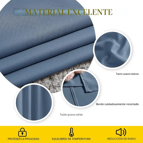 Miniatura 3 de NICETOWN - Cortinas de ventana con aislamiento térmico y ojales, para oscurecer la habitación, tratamientos de ventana para dormitorio, sala de Azul