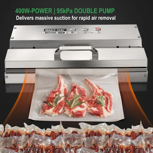 Miniatura 3 de MAGIC SEAL Sellador al vacío comercial de 16 pulgadas, máquina de envasado al vacío automática construida de acero inoxidable 304