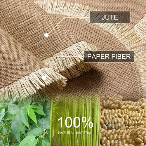 Miniatura 3 de FunWheat Juego de 12 manteles individuales redondos de arpillera trenzados para mesas de comedor de 15 pulgadas, resistentes al calor, tela tejida
