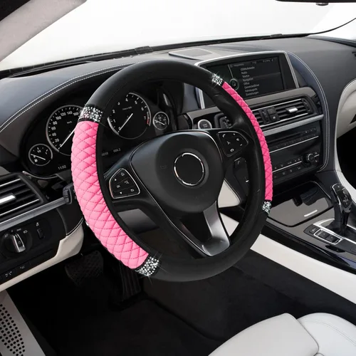 Miniatura 11 de Funda de volante de automóvil, funda de volante de carbono de 15 pulgadas, accesorios de volante antideslizantes transpirables para hombres
