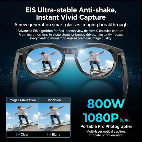 Miniatura 4 de Lentes de cámara inteligente AI, grabación de video POV HD 1080P y traductor, reconocimiento de objetos, audio Bluetooth para llamadas musicales