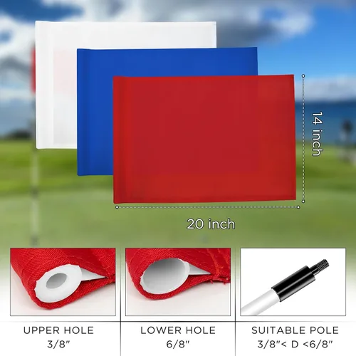 Miniatura 3 de KINGTOP Banderas de golf estándar con tubo insertado, todas 20 pulgadas de largo x 14 pulgadas de alto, bandera verde de práctica para patio, campo