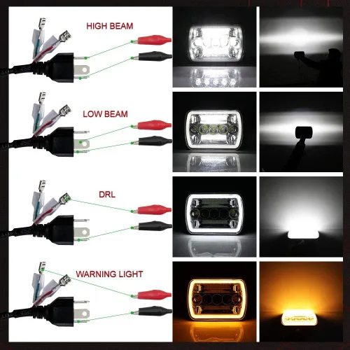 Miniatura 5 de BraveWAY Faros delanteros LED de 5 x 7 x 6 pulgadas, chips de haz alto/bajo con halo de ojos de ángel, luz de señal de giro DRL, haz sellado, H6054
