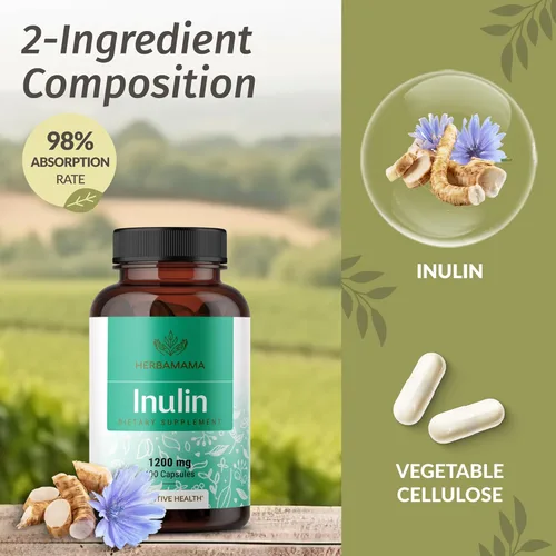 Miniatura 4 de HERBAMAMA Cápsulas en polvo de inulina de 1200 mg – Apoyo digestivo y limpieza intestinal con fibra prebiótica de inulina – Suplemento en polvo