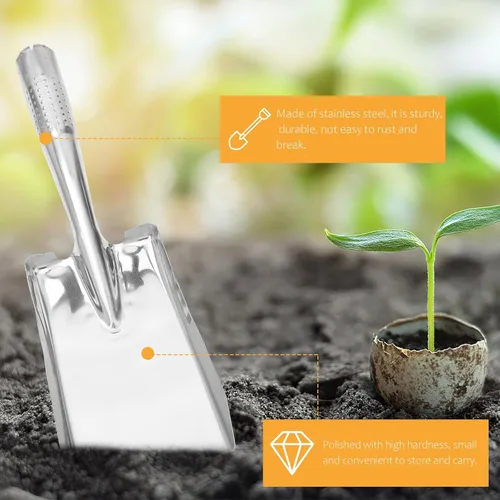 Miniatura 8 de Generic Pala de jardín de acero inoxidable - Mini paleta de mano para plantar trasplante y aflojar el suelo - Herramienta duradera de jardinería al
