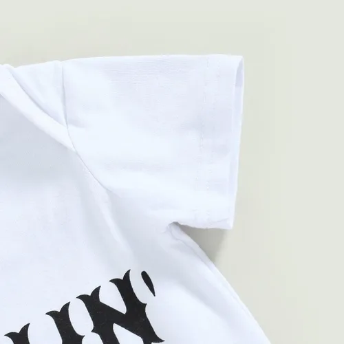 Miniatura 4 de Sejardin Ropa de verano para bebé y niña, recién nacida, manga corta, con letras, mameluco elástico con diadema