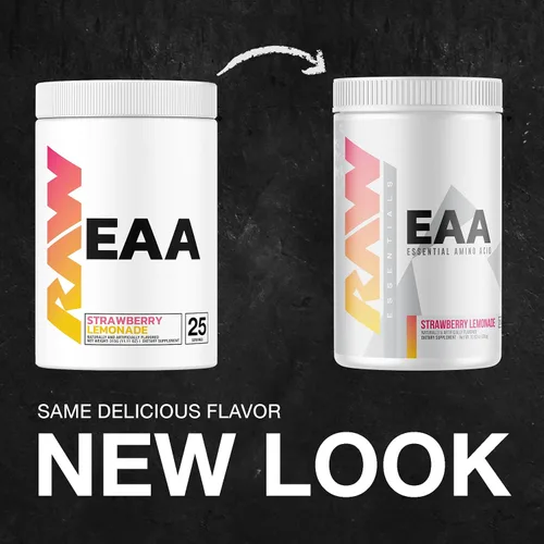 Miniatura 2 de RAW EAA Aminoácidos en polvo, limonada de fresa (25 porciones) – Aminoenergía en polvo preentrenamiento para fuerza, resistencia, recuperación