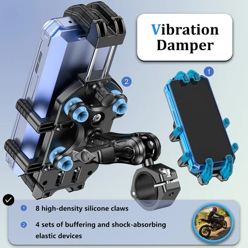 Miniatura 2 de LOKTENWO Soporte de teléfono para motocicleta con amortiguador de vibraciones y bloqueo seguro, [Tamaño ajustable]