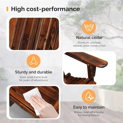 Miniatura 4 de VINGLI Silla Adirondack plegable, sillas Adirondack de madera para exteriores, sillas plegables para fogata para patio, barbacoa, porche, patio