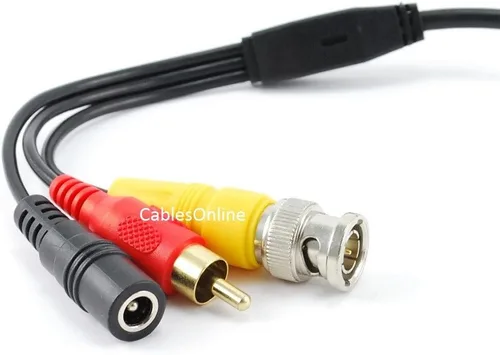 Miniatura 2 de CablesOnline - Cable de cámara RCA (audio) y BNC (video) macho a macho de 25 pies con alimentación de CC (PL-2025)
