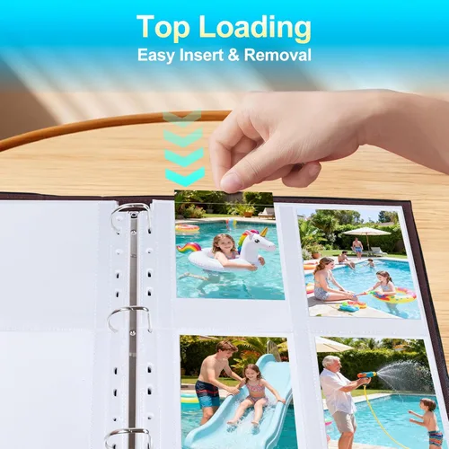 Miniatura 5 de Paquete de 30 páginas de repuesto para álbumes de fotos de 3.5 x 5 pulgadas para carpeta de 3 anillos, fundas de fotos ultra transparentes