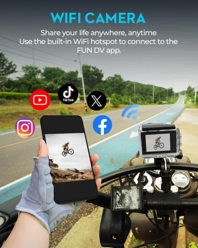 Miniatura 8 de Cámara de acción 4K30fps con tarjeta SD de 64G, cámara HD impermeable de 131 pies, cámaras submarinas de 20 MP, cámara WiFi de pregrabación de 20