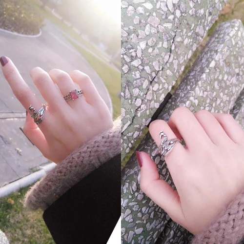 Miniatura 4 de Hsarsup 11 Pcs Vintage Frog Rings Cute Animal Open Ring Retro Snake Rings Set Full Finger Ring Statement Biker Punk Rings for Women Girls Men (11pcs)