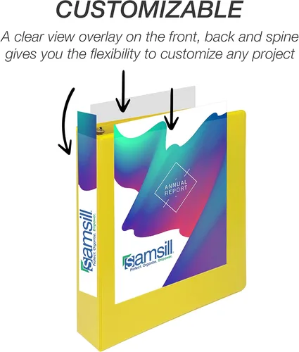 Miniatura 329 de Samsill - Carpeta duradera de 5 pulgadas, fabricada en los Estados Unidos, con anillos en D, transparente y personalizable, color blanco