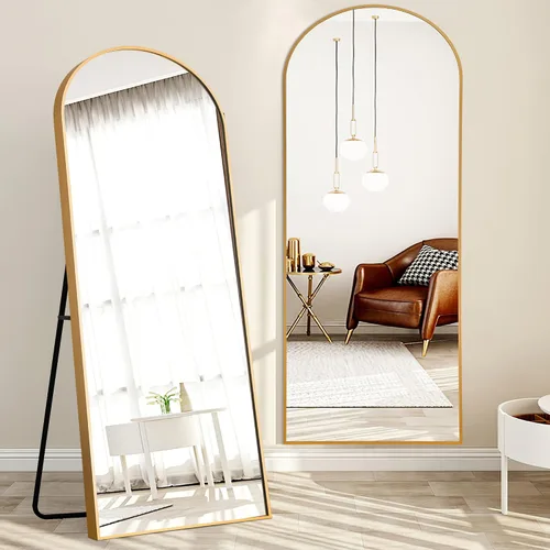 Miniatura 2 de NeuType Espejo arqueado de longitud completa de 71 x 24 pulgadas, espejo dorado de pared de cuerpo entero, espejo de piso, espejo de baño, espejo