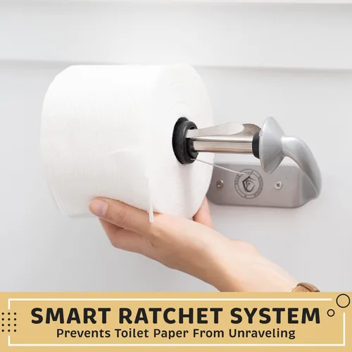 Miniatura 7 de Soporte de papel higiénico para baño, diseño de montaje en pared, soporte de papel higiénico de acero inoxidable con operación simple con una sola