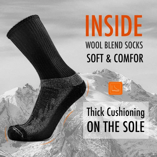 Miniatura 4 de KitNSox Paquete de 14 calcetines de lana merina para hombre y mujer, calcetines para senderismo y correr, cálidos, gruesos, acolchados, para caminar