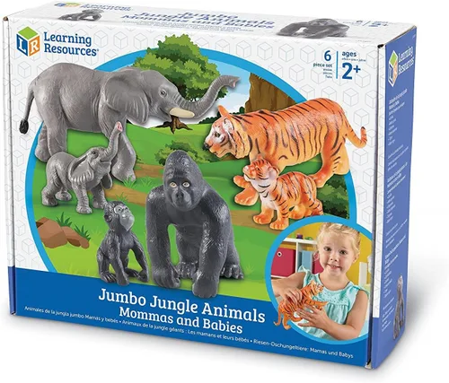 Miniatura 5 de Learning Resources Jumbo Jungle Animals Mommas y Bebés - Juguetes de animales de safari, figuras de animales pequeños, figuras de juguete