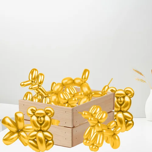Miniatura 5 de Globos dorados de 260, 50 globos largos para atar arco de globos, globos mágicos de látex largos y delgados para torcer a granel para cumpleaños