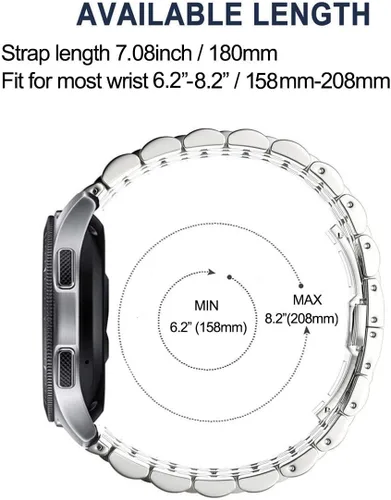 Miniatura 5 de DEALELE Correa compatible con Samsung Gear S3 / Galaxy Watch de 1.81 pulgadas / Galaxy Watch 3 de 1.772 pulgadas, 7 filas de acero inoxidable