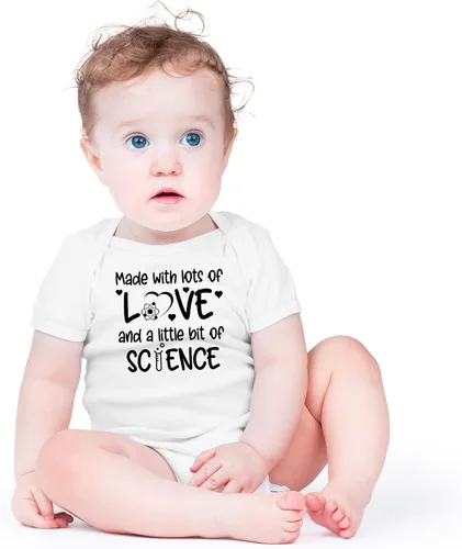 Miniatura 2 de AW Fashions Hecho con mucho amor y un poco de ciencia pequeño milagro lindo body de bebé de una pieza
