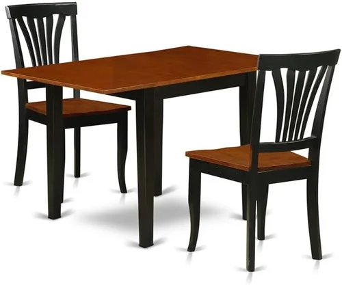 East West Furniture NDAV3-BCH-W - Juego de comedor de 3 piezas que contiene una mesa de comedor rectangular con gotas y 2 sillas de cocina, 30 x 48