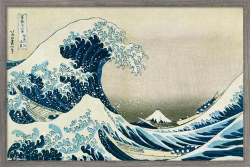 Miniatura 10 de Hokusai - Póster de pared The Great Wave Off Kanagawa, 22.4 pulgadas de largo x 14.7 pulgadas de ancho, versión enmarcada de madera de granero