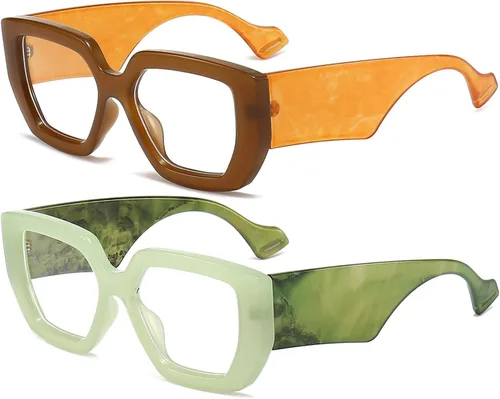 Miniatura 7 de AIEYEZO Gafas de luz azul con marco grueso para hombres y mujeres, gafas cuadradas de moda para computadora, antifatiga ocular y previenen el dolor