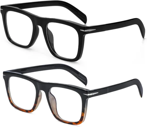Miniatura 16 de Gafas de bloqueo de luz azul de moda con marco cuadrado para hombres y mujeres, gafas de computadora sin receta, 01 Negro