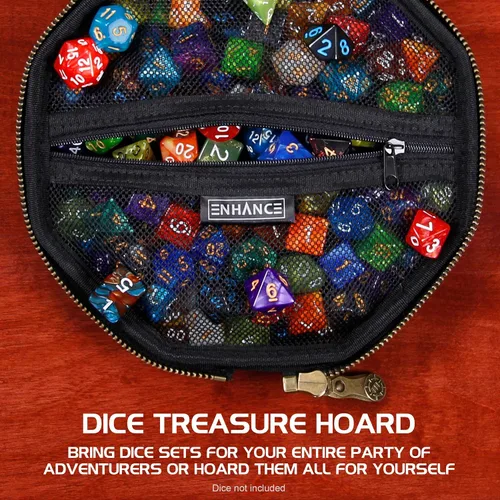 Miniatura 3 de ENHANCE Bandeja y estuche para dados DND – Soporte para dados DND para hasta 150 dados D&D con exterior duro resistente e interior suave protector.